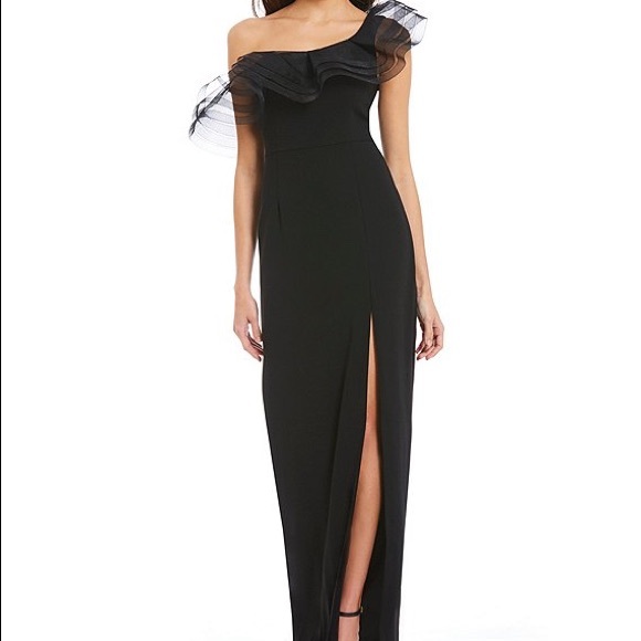 Aidan Mattox Dresses & Skirts - Aidan Mattox Black One Shoulder Evening Gown